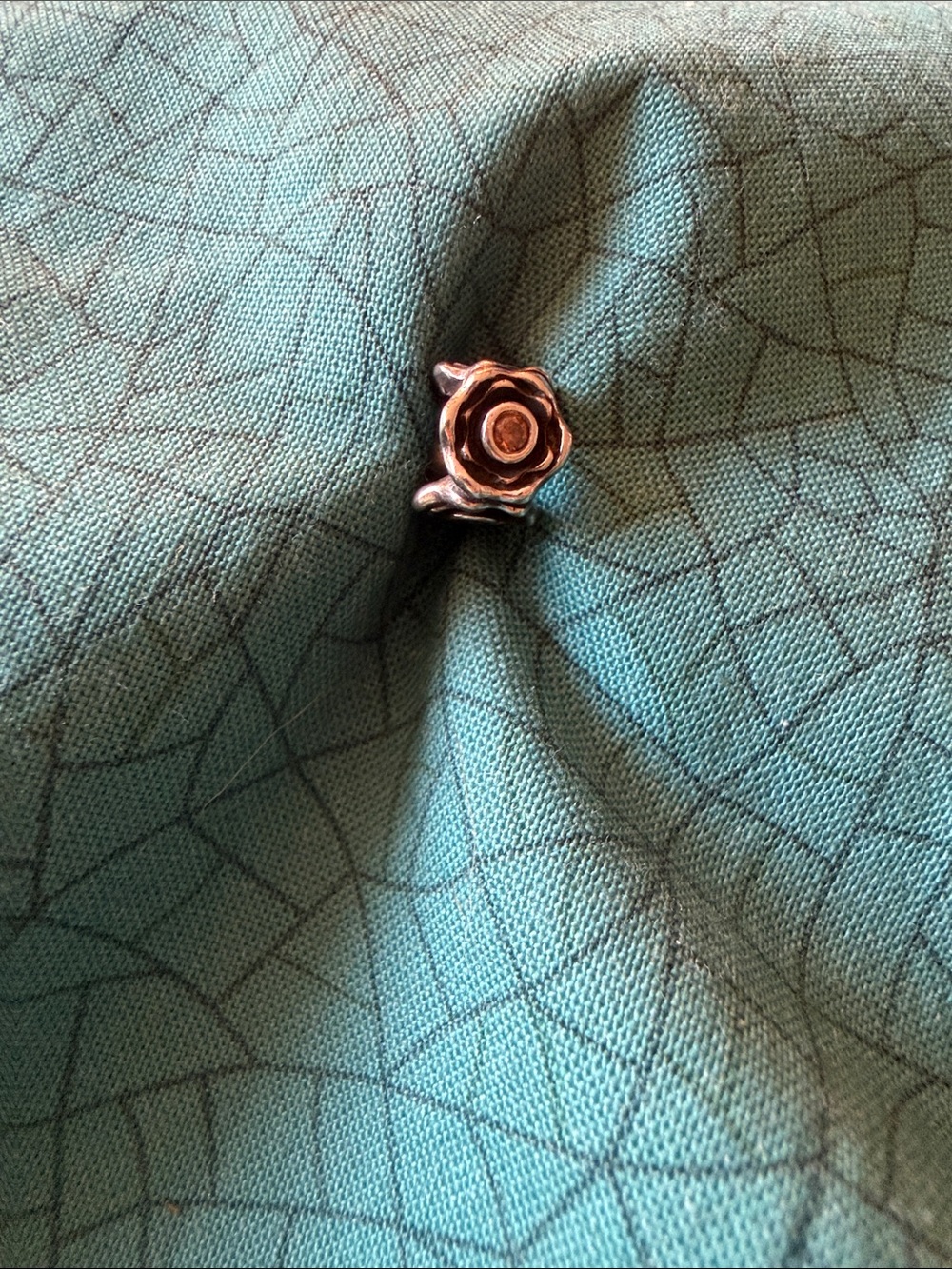 Pandora “Rose Petals” Flower Charm with Brown CZ Stones
